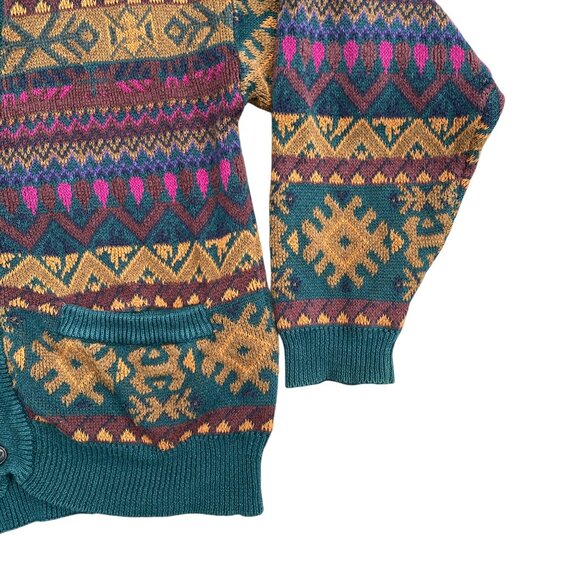 Vintage Generra Aztec Button Cardigan Kurt Cobain Grandpa Sweater Grunge 90s-L - Picture 11 of 14